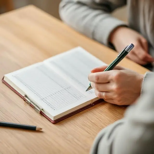 Person planning or writing in a journal