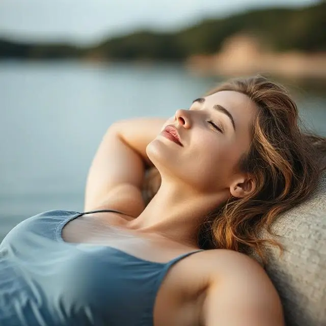A serene woman relaxing