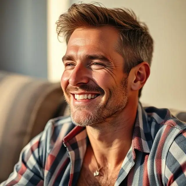 A man looking relaxed and refreshed